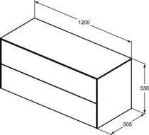 Meuble suspendu Conca 120cm 2 tiroirs Blanc mat - Ideal Standard Réf. T4324Y1