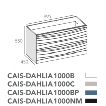 Meuble suspendu Dahlia 100cm 2 tiroirs Noir mat - O\'DESIGN Réf. CAIS-DAHLIA1000NM