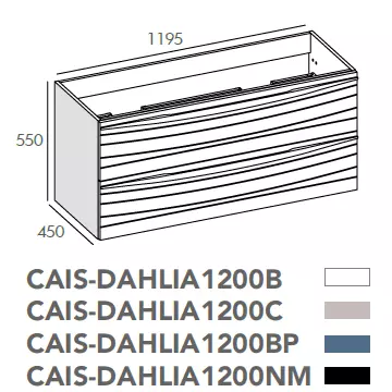 Meuble suspendu Dahlia pour double vasque 120cm 2 tiroirs Bleu de Prusse - O\'DESIGN R�f. CAIS-DAHLIA1200BP
