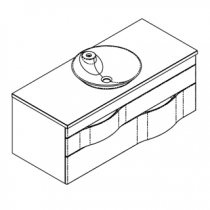 Meuble suspendu Illusion 120cm 2 tiroirs Placage au choix + plan bois ou solid Decor + vasque - DECOTEC Réf. 1816402