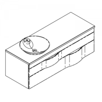 Meuble suspendu Illusion 140cm 2 tiroirs Laque au choix  + plan bois ou solid Decor + vasque à gauche - DECOTEC Réf. 1816421