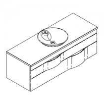 Meuble suspendu Illusion 140cm 2 tiroirs Placage au choix + plan bois ou solid Decor + vasque centrée - DECOTEC Réf. 1816442