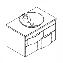 Meuble suspendu Illusion 80cm 2 tiroirs Placage au choix + plan bois ou solid Decor + vasque - DECOTEC Réf. 1816012