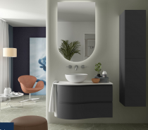 Meuble suspendu MAM 90cm 2 tiroirs droite Anthracite Mat - SALGAR Réf. 113799