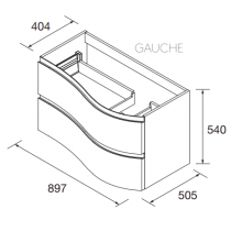 Meuble suspendu MAM 90cm 2 tiroirs gauche Macchiato - SALGAR Réf. 113807
