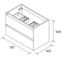 Meuble suspendu Mara 80cm 2 tiroirs Chêne européen - SALGAR Réf. 114005