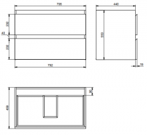 Meuble suspendu Modena 80cm 2 tiroirs Blanc glacier - O\'DESIGN Réf. CAISMODENA800B