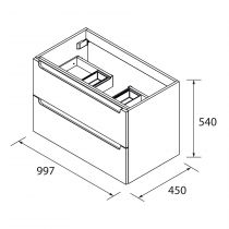 Meuble suspendu MONTERREY 100cm 2 tiroirs Blanc brillant (sans vasque) - SALGAR Réf. 26681