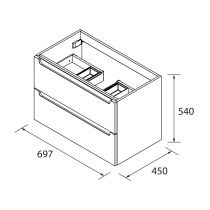 Meuble suspendu MONTERREY 70cm 2 tiroirs Chêne africain (sans vasque) - SALGAR Réf. 96463