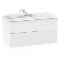 Meuble Unik Beyond 100cm 2 tiroirs 1 porte Blanc brillant + lavabo à gauche  - ROCA Réf. A851389806