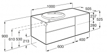 Meuble Unik Beyond 100cm 2 tiroirs 1 porte City Oak + lavabo à gauche  - ROCA Réf. A851389402
