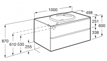 Meuble Unik Beyond 100cm 2 tiroirs avec poignée Gris arctique + lavabo plan Fineceramic  - ROCA Réf. A851454447