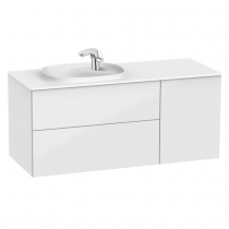 Meuble Unik Beyond 120cm 2 tiroirs 1 porte Blanc brillant + lavabo à gauche - ROCA Réf. A851391806