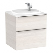 Meuble Unik Beyond 60cm 2 tiroirs avec poignée Frêne nordic + lavabo plan Fineceramic - ROCA Réf. A851452434