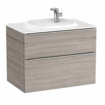 Meuble Unik Beyond 80cm 2 tiroirs avec poignée City Oak + lavabo plan Fineceramic - ROCA Réf. A851453402