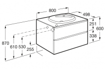 Meuble Unik Beyond 80cm 2 tiroirs avec poignée Gris arctique + lavabo plan Fineceramic - ROCA Réf. A851453447