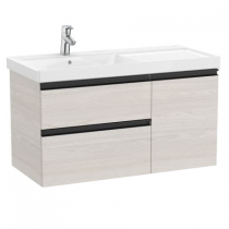 Meuble Unik Domi 100cm 2 tiroirs 1 porte Frêne nordic + lavabo à gauche + miroir Eidos - ROCA Réf. A851547434
