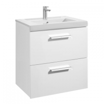 Meuble Unik Prisma 60cm 2 tiroirs Blanc brillant + lavabo à droite - ROCA Réf. A855951806