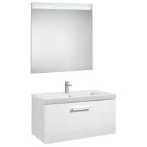 Meuble Unik Prisma 80cm 1 tiroir Blanc brillant + lavabo + miroir led - ROCA Réf. A855929806