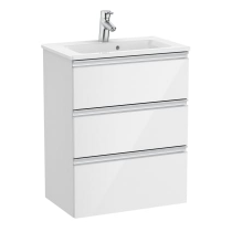 Meuble Unik the Gap 60cm 3 tiroirs Blanc brillant / Alu brillant + lavabo - ROCA Réf. A851498806