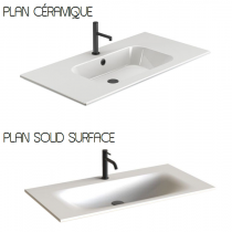 Meuble vasque Cascade L101 - 2 tiroirs - plan Solid Surface - Laque / Bois - DECOTEC Réf. 1826251