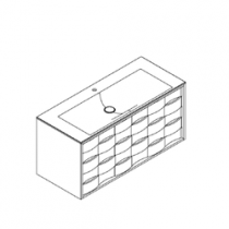 Meuble vasque Cascade L121 - 2 tiroirs - plan Solid Surface - Laque / Bois - DECOTEC Réf. 1826261
