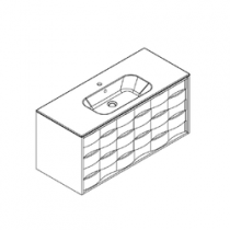 Meuble vasque Cascade L121 - 2 tiroirs - plan Solid Surface - Laque / Bois - DECOTEC Réf. 1826261