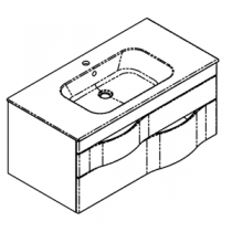 Meuble vasque Illusion 100cm 2 tiroirs + plan vasque céramique - Placage au choix - DECOTEC Réf. 1816032