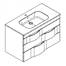 Meuble vasque Illusion 100cm 3 tiroirs Placage au choix + plan vasque céramique - DECOTEC Réf. 1816192