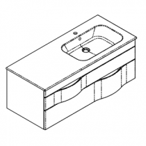 Meuble vasque Illusion 120cm 2 tiroirs + plan vasque à droite céramique - Laque au choix - DECOTEC Réf. 1816061