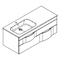 Meuble vasque Illusion 120cm 2 tiroirs + plan vasque à gauche céramique - Laque au choix - DECOTEC Réf. 1816361