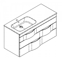 Meuble vasque Illusion 120cm 3 tiroirs Laque au choix + plan vasque à gauche céramique - DECOTEC Réf. 1816371