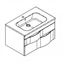 Meuble vasque Illusion 80cm 2 tiroirs + plan vasque céramique - Placage au choix - DECOTEC Réf. 1816002