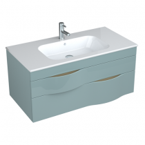 Meuble vasque Illusion 80cm 2 tiroirs + plan vasque céramique - Poignées beige - DECOTEC Réf. 1816001