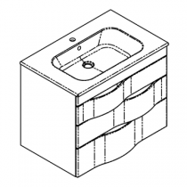 Meuble vasque Illusion 80cm 3 tiroirs Placage au choix + plan vasque céramique - DECOTEC Réf. 1816162