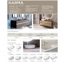 Meuble vasque intégrée centrée Karma L140 - 2 tiroirs - finition mixte - DECOTEC Réf. 1827211