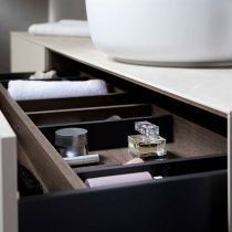 Meuble vasque intégrée centrée Karma L140 - 2 tiroirs - finition mixte - DECOTEC Réf. 1827211