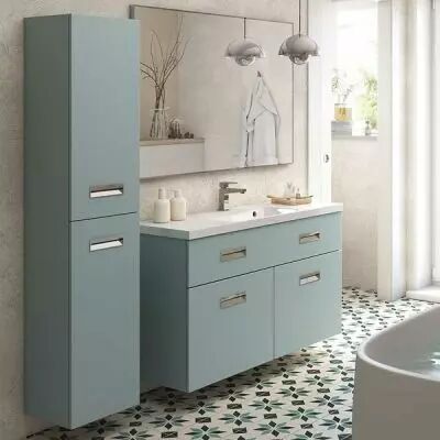 Meuble vasque OPTIMUM L120, 1 tiroir + 4 portes pliantes - finition laque - DECOTEC R�f. 1824911