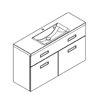 Meuble vasque OPTIMUM L120, 1 tiroir + 4 portes pliantes - finition laque - DECOTEC Réf. 1824911