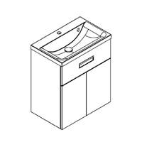 Meuble vasque OPTIMUM L60, 1 tiroir + 2 portes pliantes à droite - laque - DECOTEC Réf. 1824881