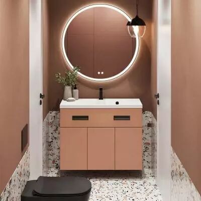 Meuble vasque OPTIMUM L90, 1 tiroir + 3 portes pliantes - finition laque - DECOTEC R�f. 1824901