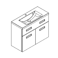 Meuble vasque OPTIMUM L90, 1 tiroir + 3 portes pliantes - finition laque - DECOTEC Réf. 1824901