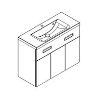 Meuble vasque OPTIMUM L90, 1 tiroir + 3 portes pliantes - finition laque - DECOTEC Réf. 1824901