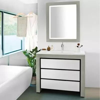 Meuble Vend�me 100cm 3 tiroirs Laque au choix + plan vasque Blanc - DECOTEC R�f. 1254931