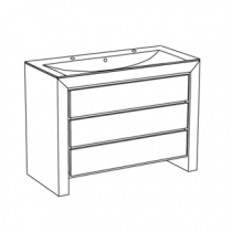 Meuble Vendôme 120cm 3 tiroirs + plan vasque Blanc - DECOTEC Réf. 1254801