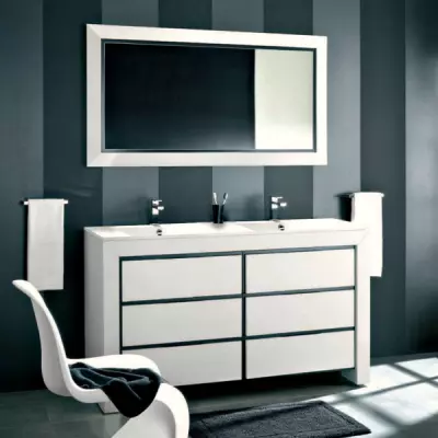 Meuble Vend�me 150cm 6 tiroirs + plan vasque double Blanc - DECOTEC R�f. 1254891