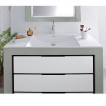 Meuble Vendôme 150cm 6 tiroirs + plan vasque double Blanc - DECOTEC Réf. 1254891