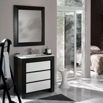 Meuble Vend�me 80cm 3 tiroirs Laque au choix + plan vasque Blanc - DECOTEC R�f. 1254811