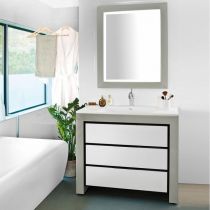 Meuble Vendôme 80cm 3 tiroirs Laque au choix + plan vasque Blanc - DECOTEC Réf. 1254811