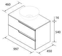 Meuble VIMA 100cm Blanc satin&eacute; 2 tiroirs + plan (vasque en option)  - SALGAR R&eacute;f. 111810